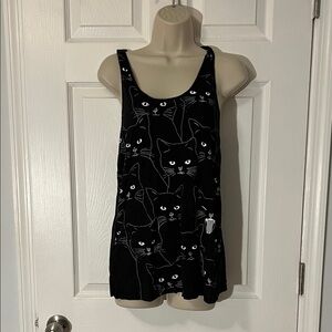 NWOT Bear dance Black Cat Print Tank Top sz m